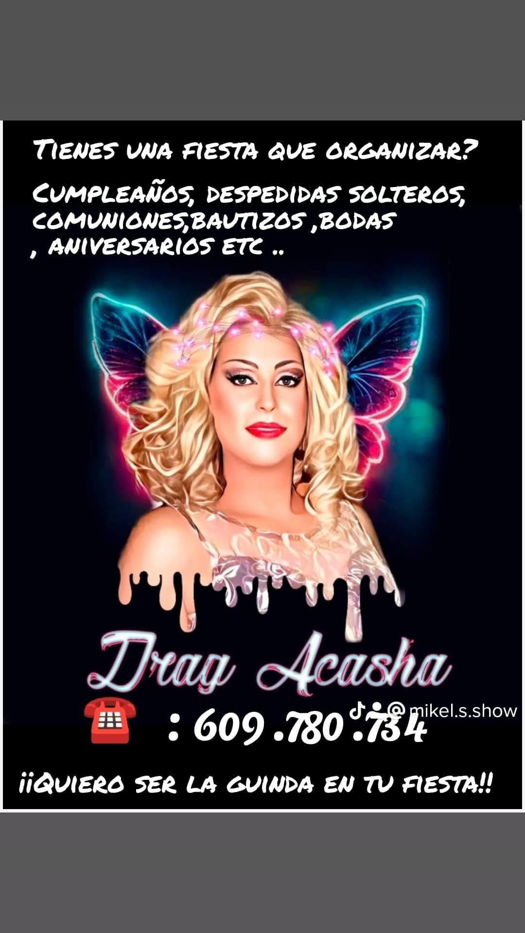 Contratacion de Drag Queen artista ACASHA DRAG