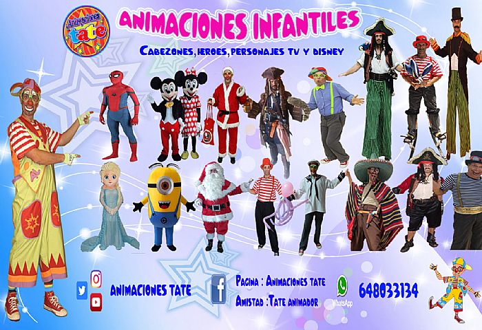ver + información para la contratacion de animaciones tate (payaso tate) artistas de Tenerife